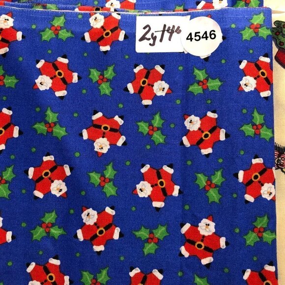 Quilt Cotton Fabric Material - 2 1/3 yard Christmas Santa #4546 - Picture 2 of 3